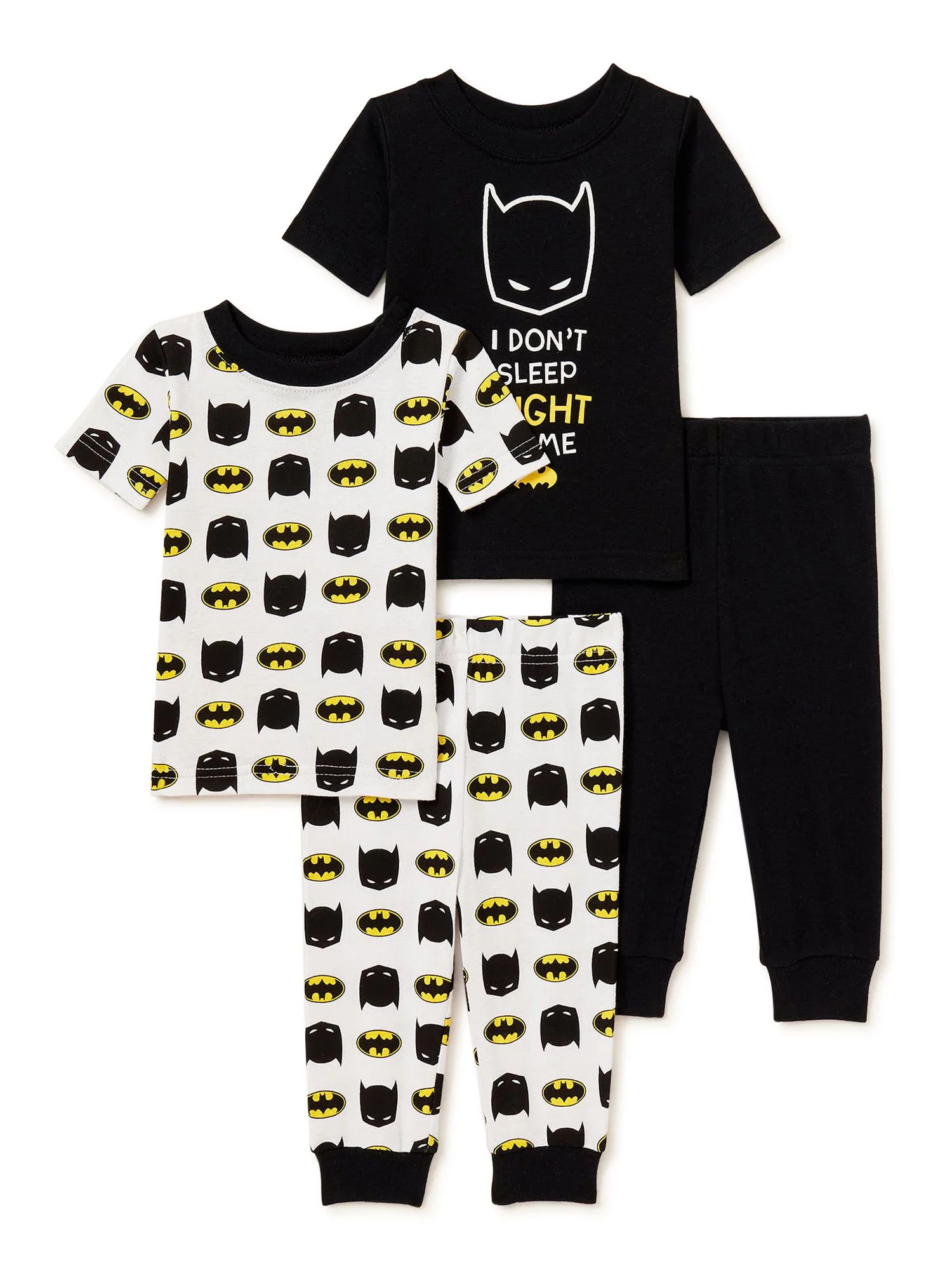 Batman Toddler Boy Snug Fit Cotton Short Sleeve Pajamas, 4-Piece Set, Sizes 9M-24M | Walmart (US)
