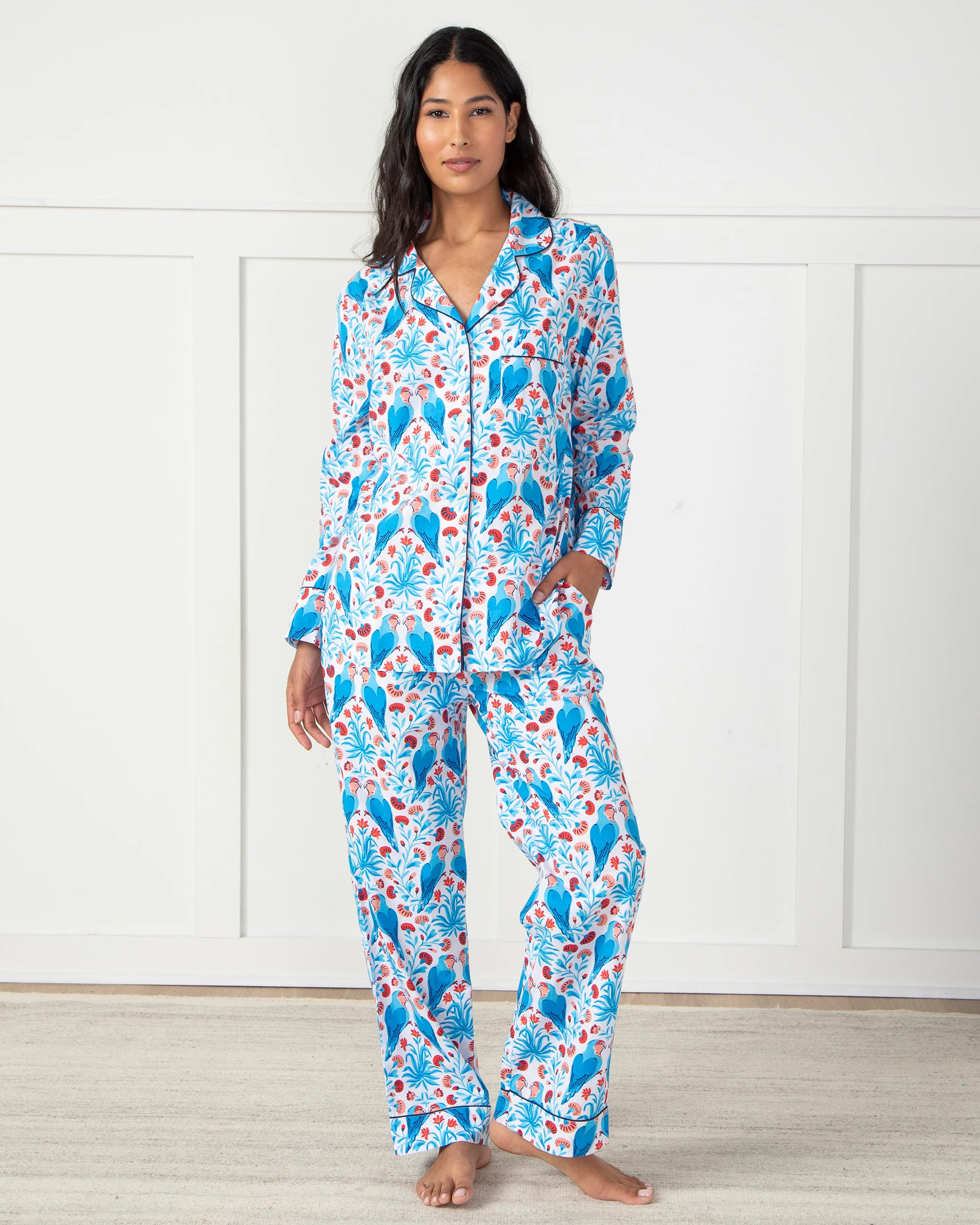 Lovebirds - Long Sleep Set - Blue Cloud | Printfresh