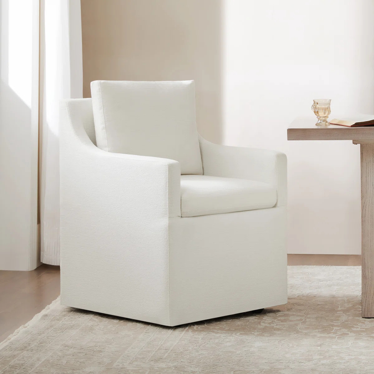 Hidar Upholstered Dining Armchair with Casters | Wayfair North America