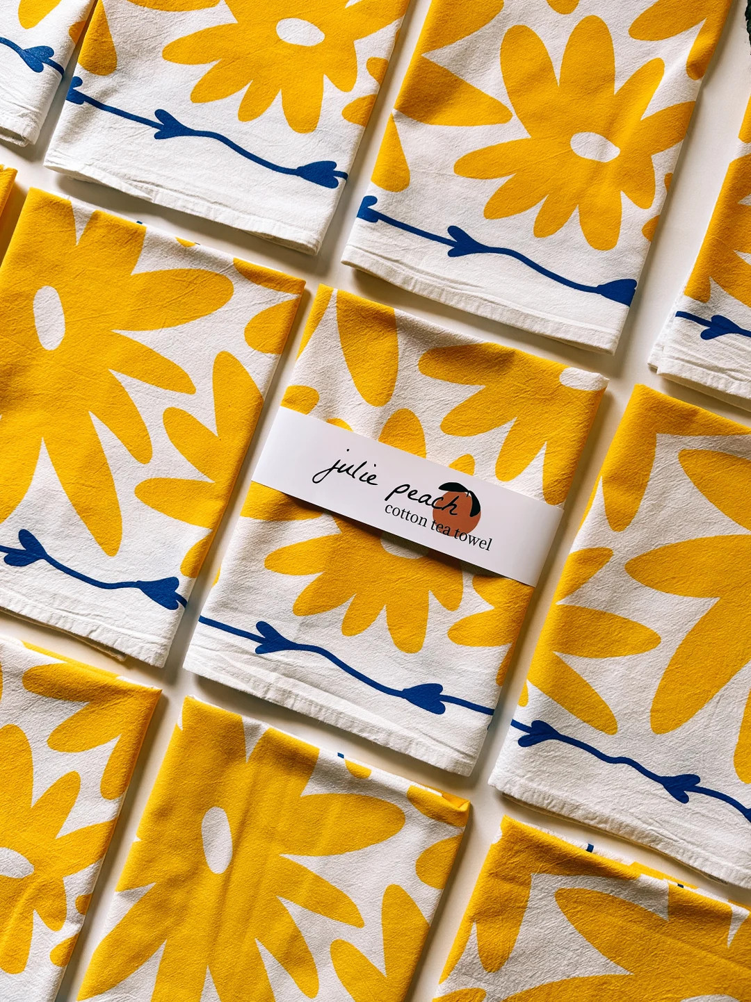 Screen Printed Tea Towel. Floral Splat on White. Flour Sack Cotton. Ecofriendly. Boho Home. Hoste... | Etsy (US)