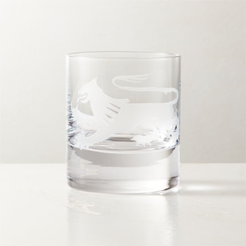 Lejon Sandblasted Double Old-Fashioned Glass | CB2 | CB2