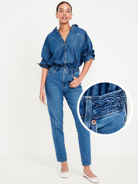 High-Waisted OG Straight Braided Ankle Jeans | Old Navy (US)