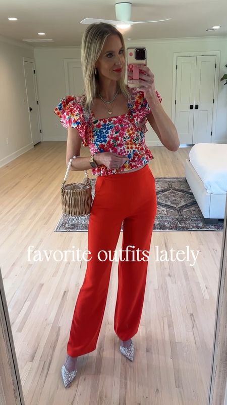 Favorite outfits lately! These red pants are amazing with this floral blouse. I love this pink and red skort with a graphic tee. I’m OBSESSED with these pink jeans paired with a crochet top. And how fun are my yellow jeans with a denim top?!

#LTKfindsunder50 #LTKxMadewell #LTKfindsunder100