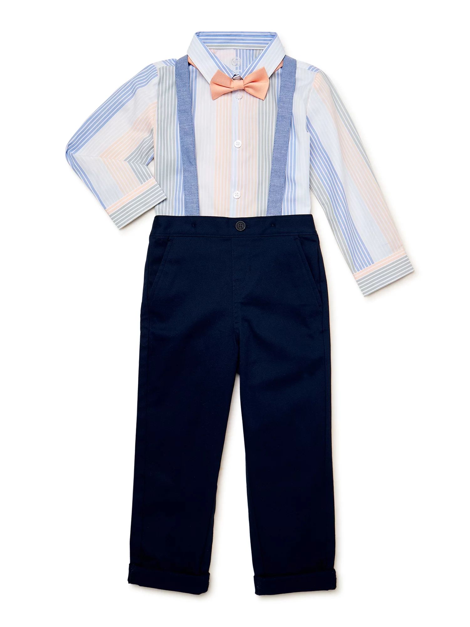 Wonder Nation Toddler Boys Shirt, Pants and Bowtie Outfit Set, 3-Piece, Sizes 12M-5T | Walmart (US)