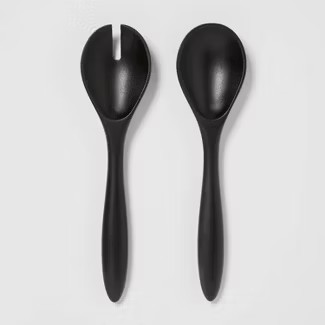 2pc Acacia Modern Serving Utensil Set Black - Threshold™ | Target