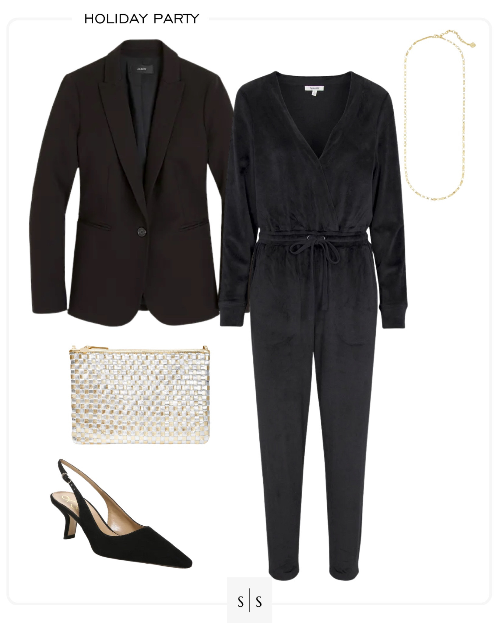 Holiday Party festive outfit idea | #jumpsuit #velour #holidaystyle #newyearsstyle #winterstyle #holidayparty | See more festive Holiday style on thesarahstories.com  ✨

#LTKstyletip #LTKHoliday #LTKSeasonal