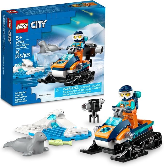 LEGO City Arctic Explorer Snowmobile 60376 Building Toy Set, Snowmobile Playset with Minifigures ... | Amazon (US)