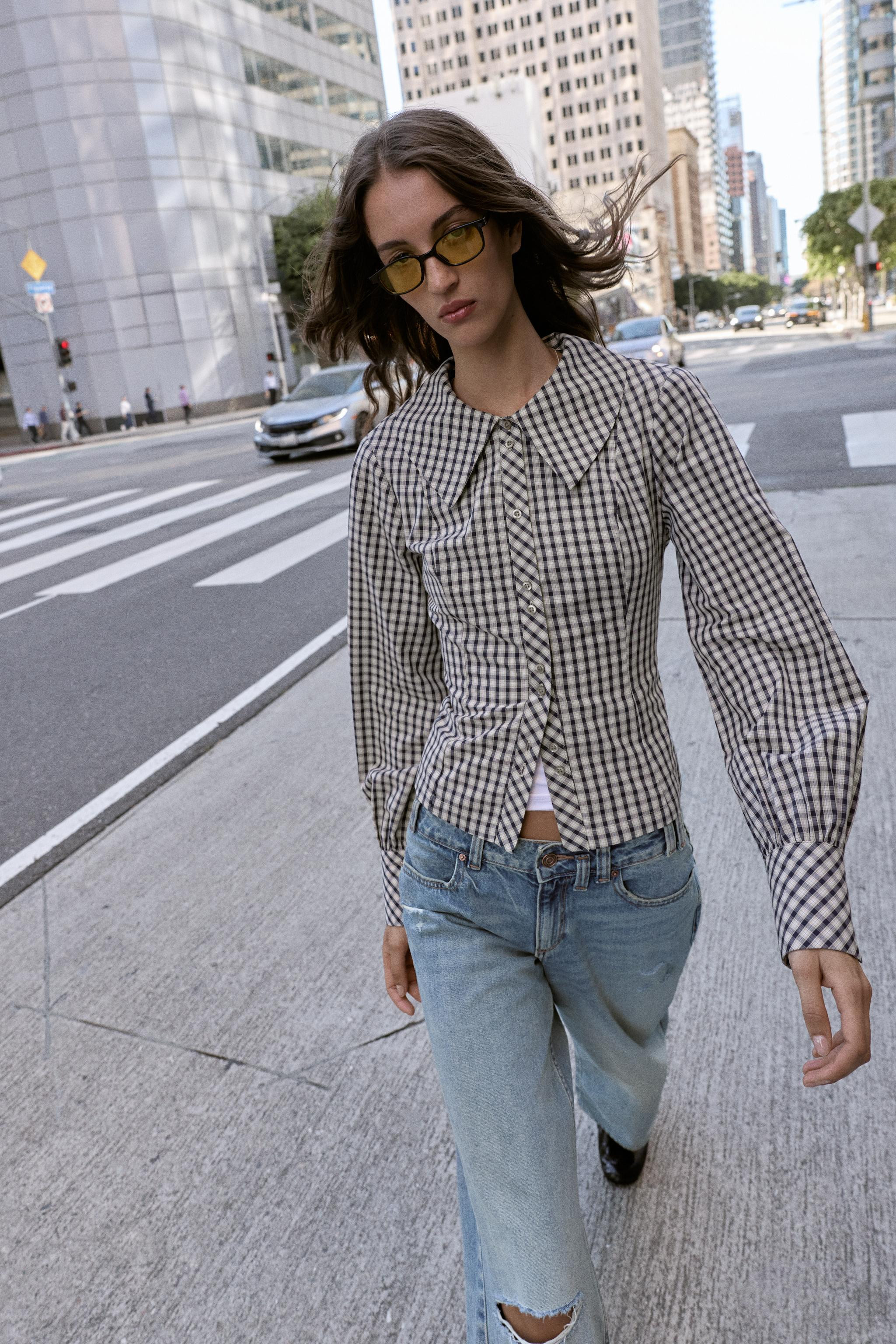 PLAID PETER PAN COLLAR SHIRT | Zara US
