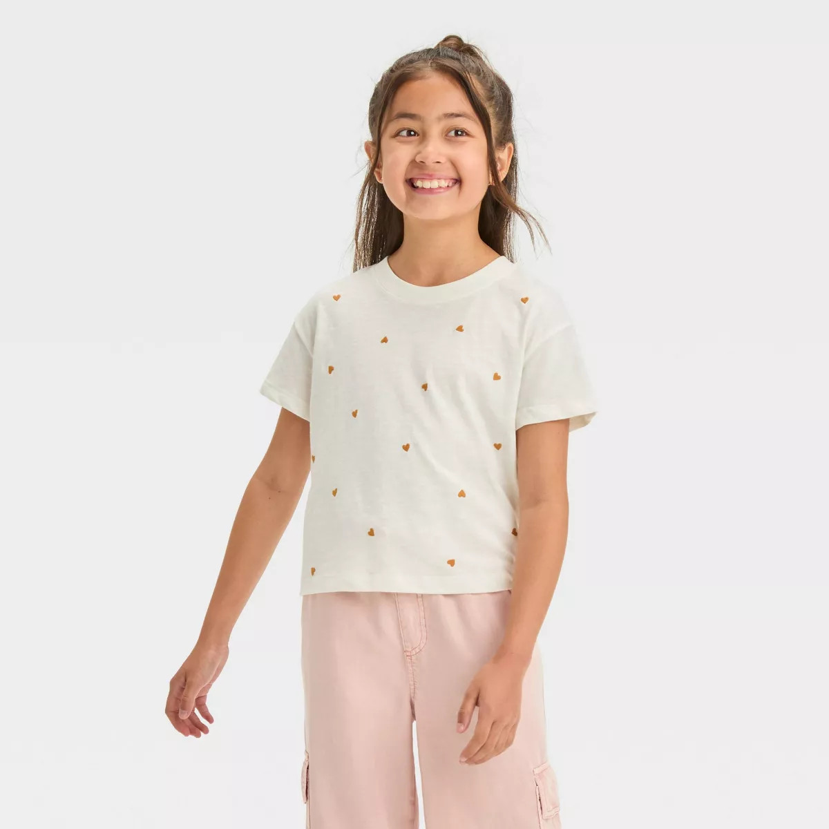 Girls' Short Sleeve Embroidered Boxy T-Shirt - Cat & Jack™ | Target