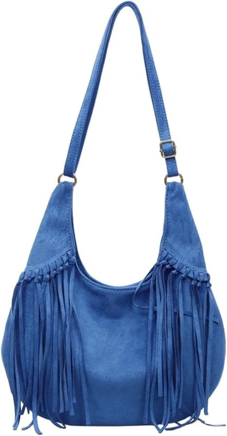 Women Vintage Suede Fringe Hobo Bag Tote Shoulder Bag Crossbody Bag and Hippie Western Cowgirl Pu... | Amazon (US)