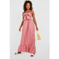 Womens Tall Gingham Tie Front Maxi Dress - Red - 12 | boohoo (US & Canada)
