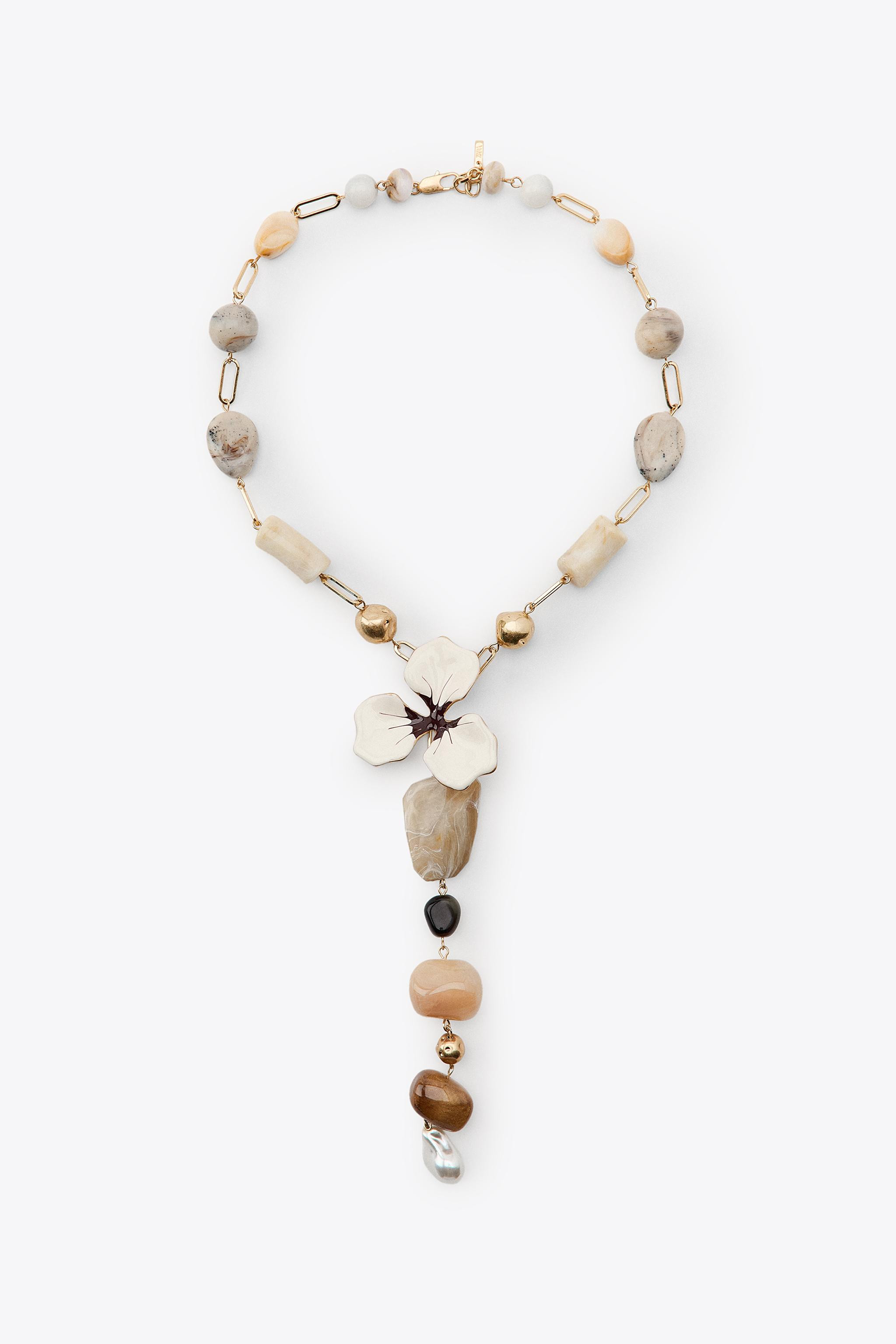 STONE AND FLOWER NECKLACE | Zara US