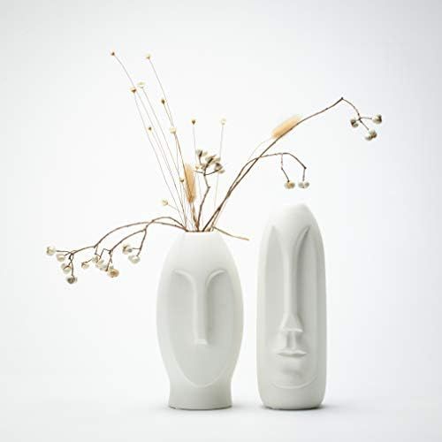 Face Vase Set 2, White Modern Vase, Ceramic Statue Human Face Vase Decor, Sculpture Decor, Fire P... | Amazon (US)