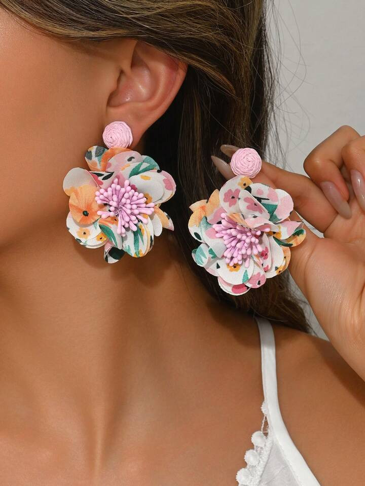 1 Pair Delicate Ditsy Floral Tassel Earrings, Nature-Inspired Sweet Bohemian Earrings, Fashion El... | SHEIN