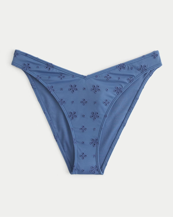 Eyelet High-Leg V-Front Cheeky Bikini Bottom | Hollister (US)
