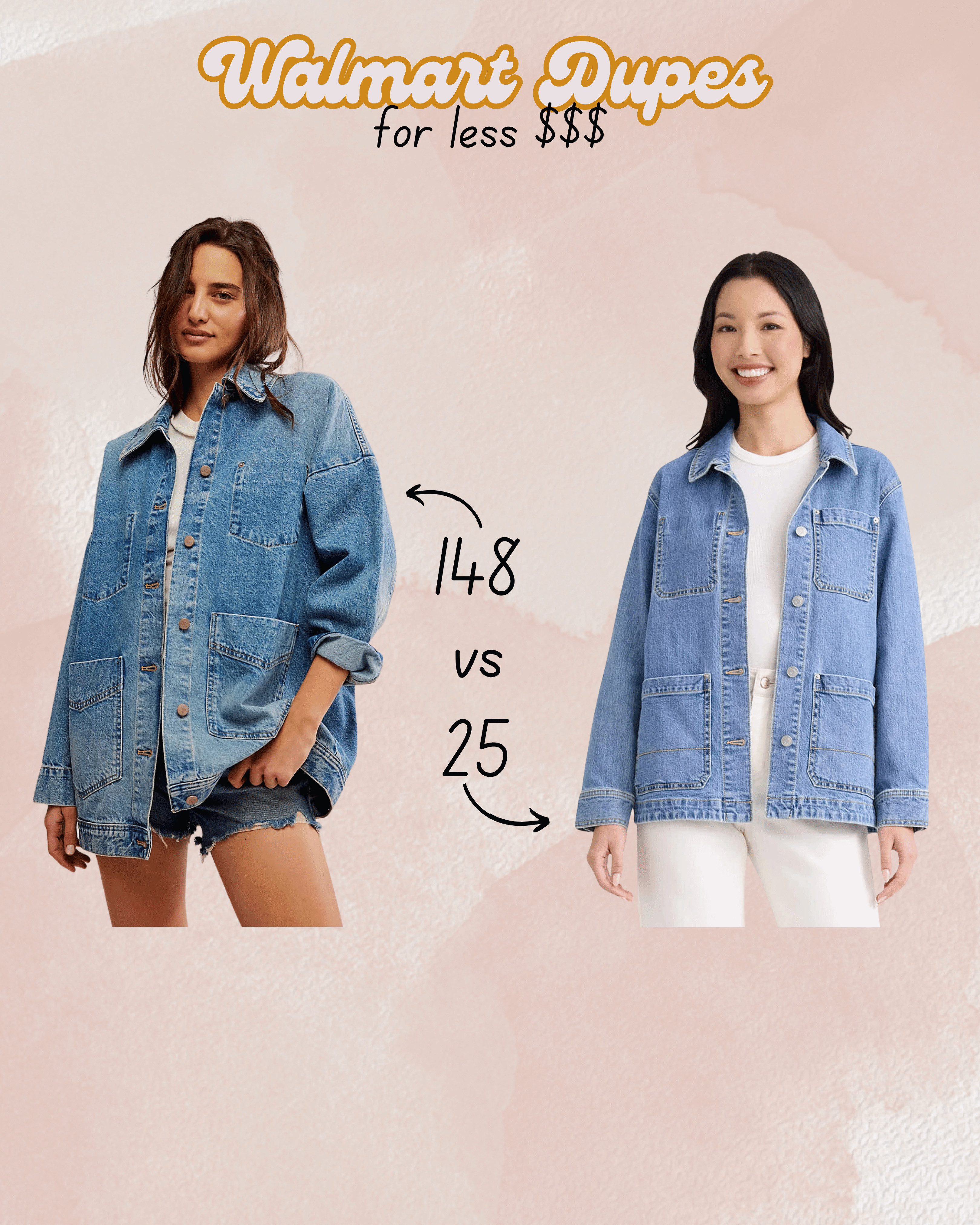 Check out this denim jacket from Walmart that's $25.  It is so comparable to a $148 jacket from FP.  It also comes in other colors.  
#walmartfinds #affordabledupe #walmartdupes 

 

#LTKWatchNow #LTKMidsize #LTKFindsUnder50