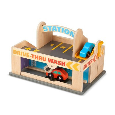 Melissa & Doug Service Station Parking Garage With 2 Wooden Cars and Drive-Thru Car Wash | Target