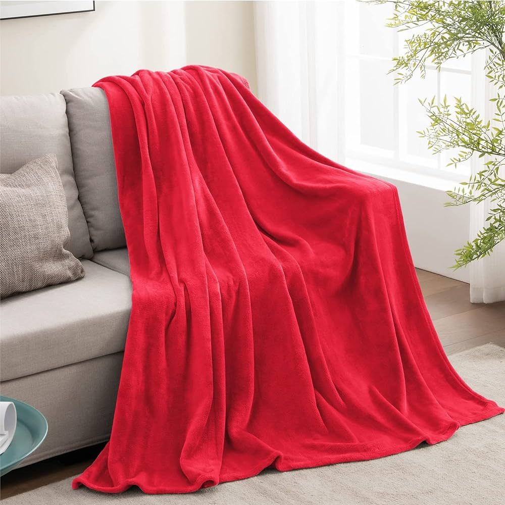 BEDELITE Fleece Blanket Red Throw Blanket for Couch & Bed, Plush Cozy Fuzzy Blanket 50" x 60", Su... | Amazon (US)