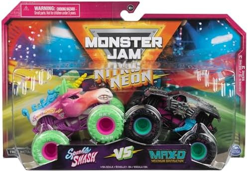 Monster Jam, Official Nitro Neon, Sparkle Smash Vs. Max-D, 1:64 Scale Die-Cast Monster Trucks, Ki... | Amazon (US)