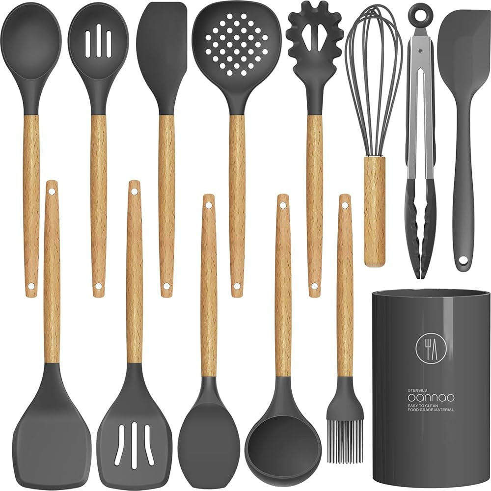 14 Pcs Silicone Cooking Utensils Kitchen Utensil Set - 446°F Heat Resistant,Turner Tongs, Spatul... | Amazon (US)