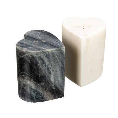 Storied Home Heart-Shaped Marble Salt and Pepper Shakers, Set of 2, Grey and White | Target