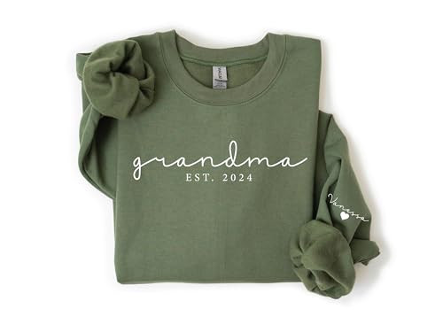 Custom Grandma Sweatshirt for Women | Personalized Grandkids Names on Sleeve | Crewneck Grandma Sweatshirts and Hoodies | Grandma Gifts from Grandkids | Amazon (US)