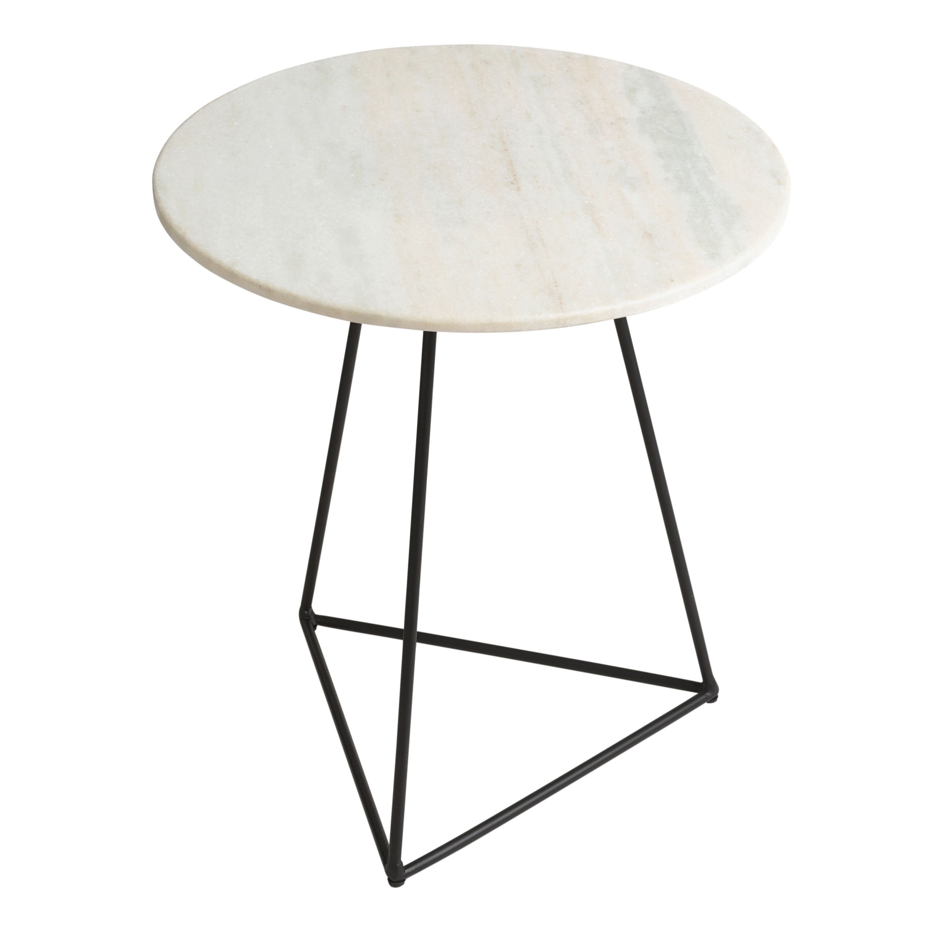 Round White Marble And Black Metal Accent Table | World Market