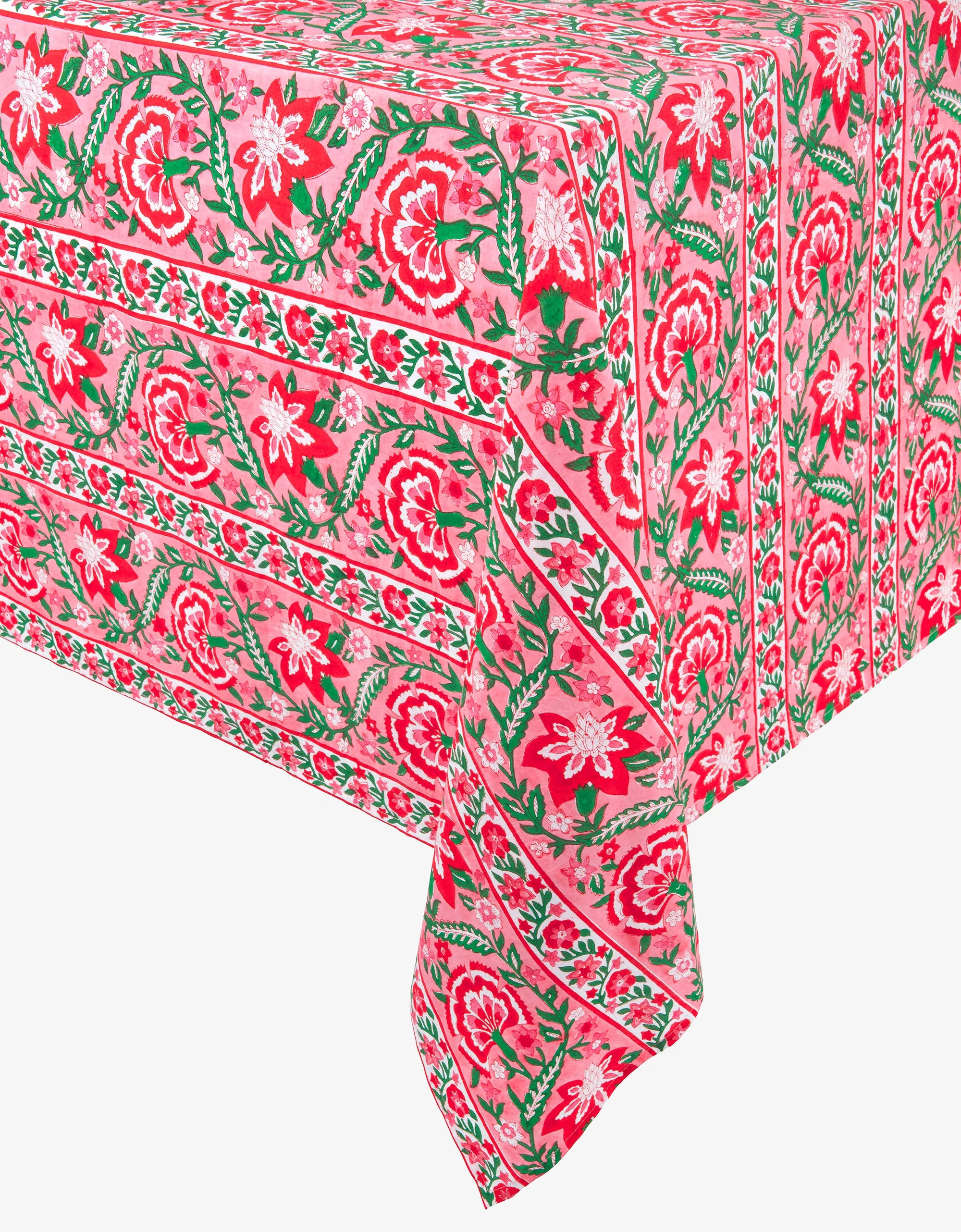 Candy Cane Border Pink and Red 60s Thin Table Cloth | Pink City Prints UK