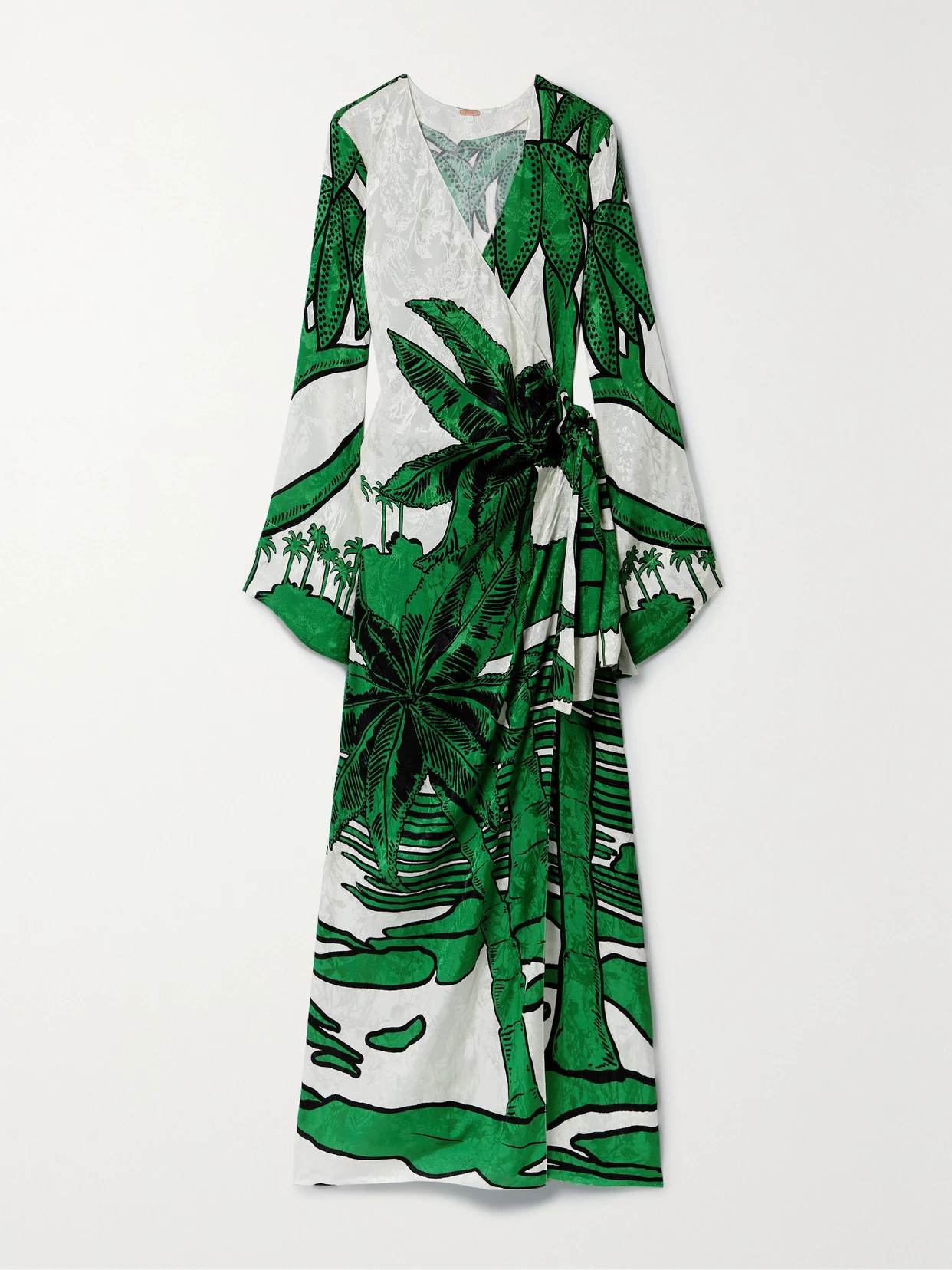 Johanna Ortiz - + Net Sustain Gulf Of Guinea Printed Satin-jacquard Maxi Wrap Dress - Green | NET-A-PORTER (US)