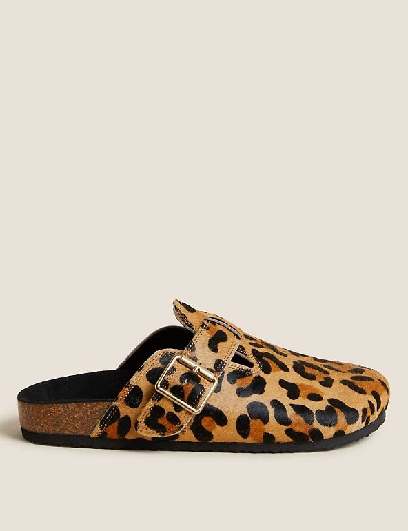 Leather Leopard Print Buckle Clog Mules | M&S Collection | M&S | Marks & Spencer (UK)
