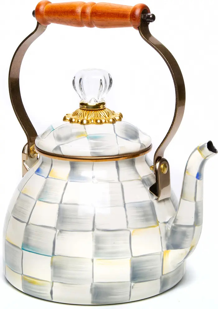 MACKENZIE CHILDS Sterling Check Enameled Steel 2-Quart Tea Kettle | Nordstrom | Nordstrom