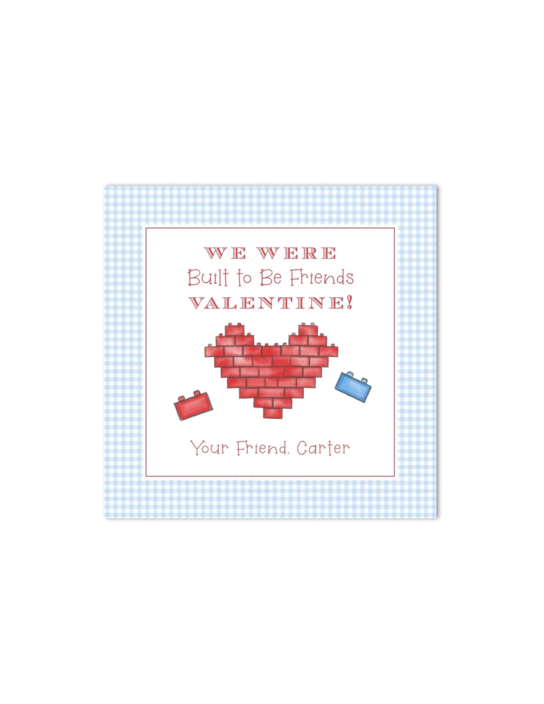 Printable Valentines Lego Gift Tag - "we Were Built to Be Friends, Valentine" - Preppy, Grandmill... | Etsy (US)