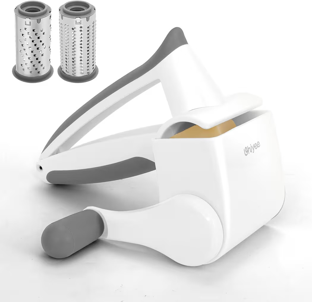 Patented Rotary Parmesan Cheese Grater, Hand Crank Cheese Shredder with Fine & Coarse Drums, Rest... | Amazon (US)