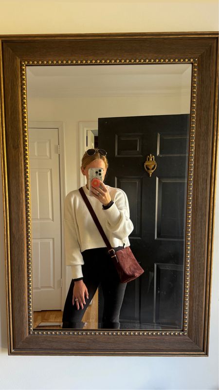 Outfit of the day - early spring / late winter work from home look

amazon aviator sunglasses, white cropped long sleeve sweater, favorite yoga pants and a suede crossbody bag

#LTKSeasonal #LTKitbag #LTKfindsunder100
