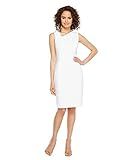 Calvin Klein Women's Assymetric Neck Cotton Sheath Dress, White, 8 | Amazon (US)