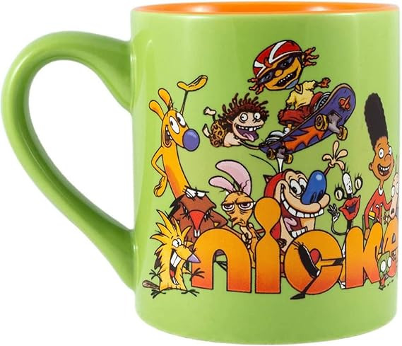 Silver Buffalo Nickelodeon Logo and Characters 90s Nostalgia Ceramic Mug, 14 Ounces | Amazon (US)
