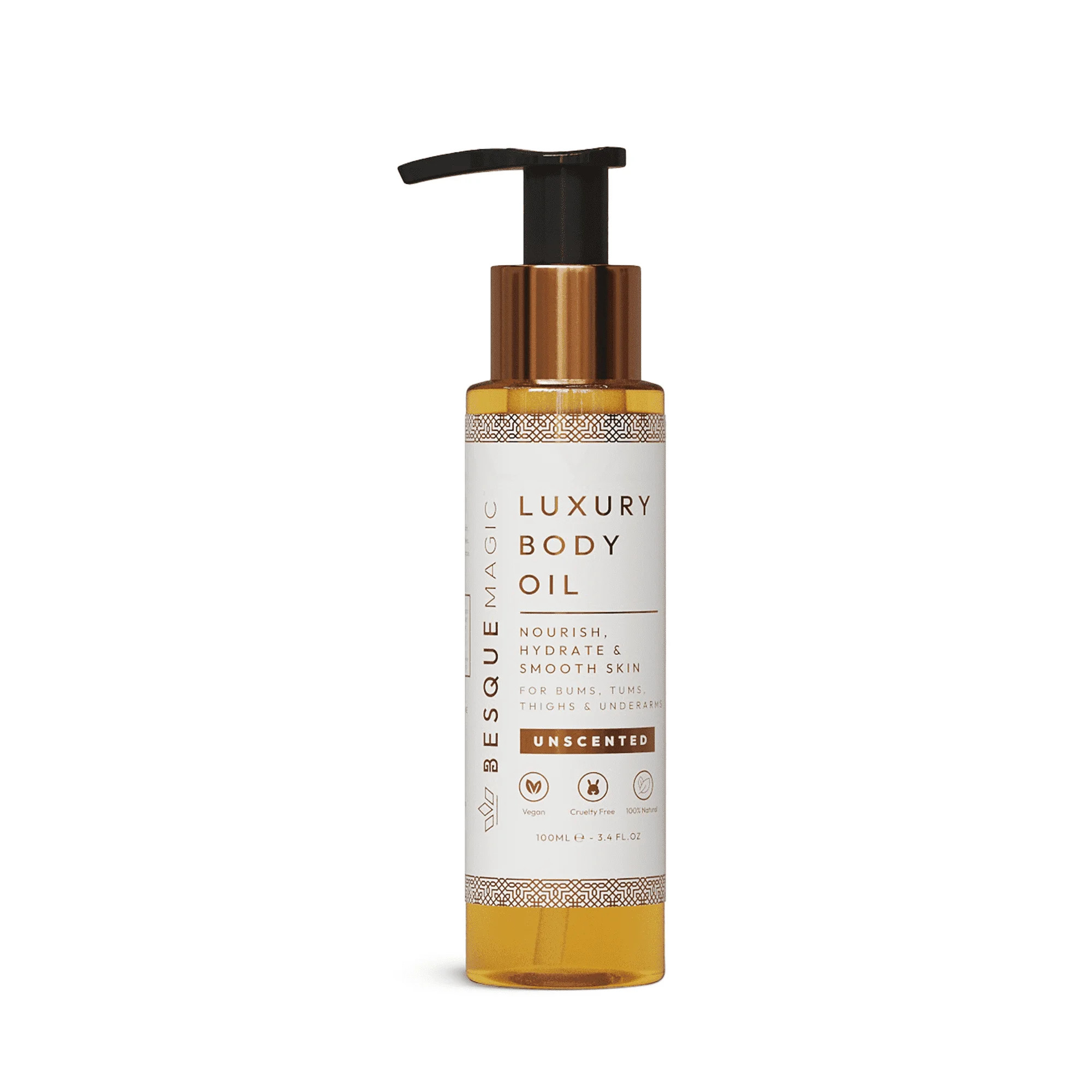 Besque Magic Body Oil – Unscented | Fragrance-Free | Hydrating & Firming Body Moisturizer| Natural Plant-Based Ingredients | Lightweight, Non-Greasy, Vegan Skincare | 3.4 FL Oz Pack of 1 | Walmart (US)