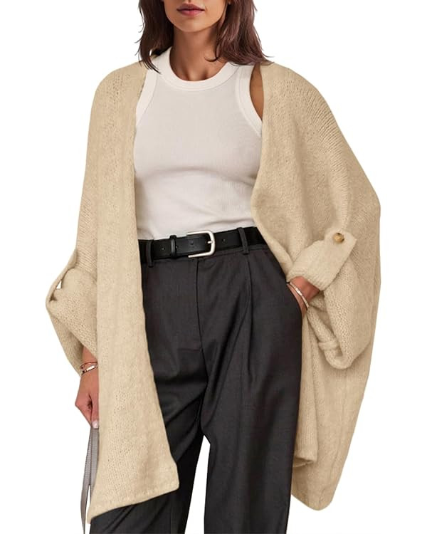 Saodimallsu Womens Oversized Long Cardigan Sweaters Casual Open Front Chunky Knit Slouchy Fall Tr... | Amazon (US)