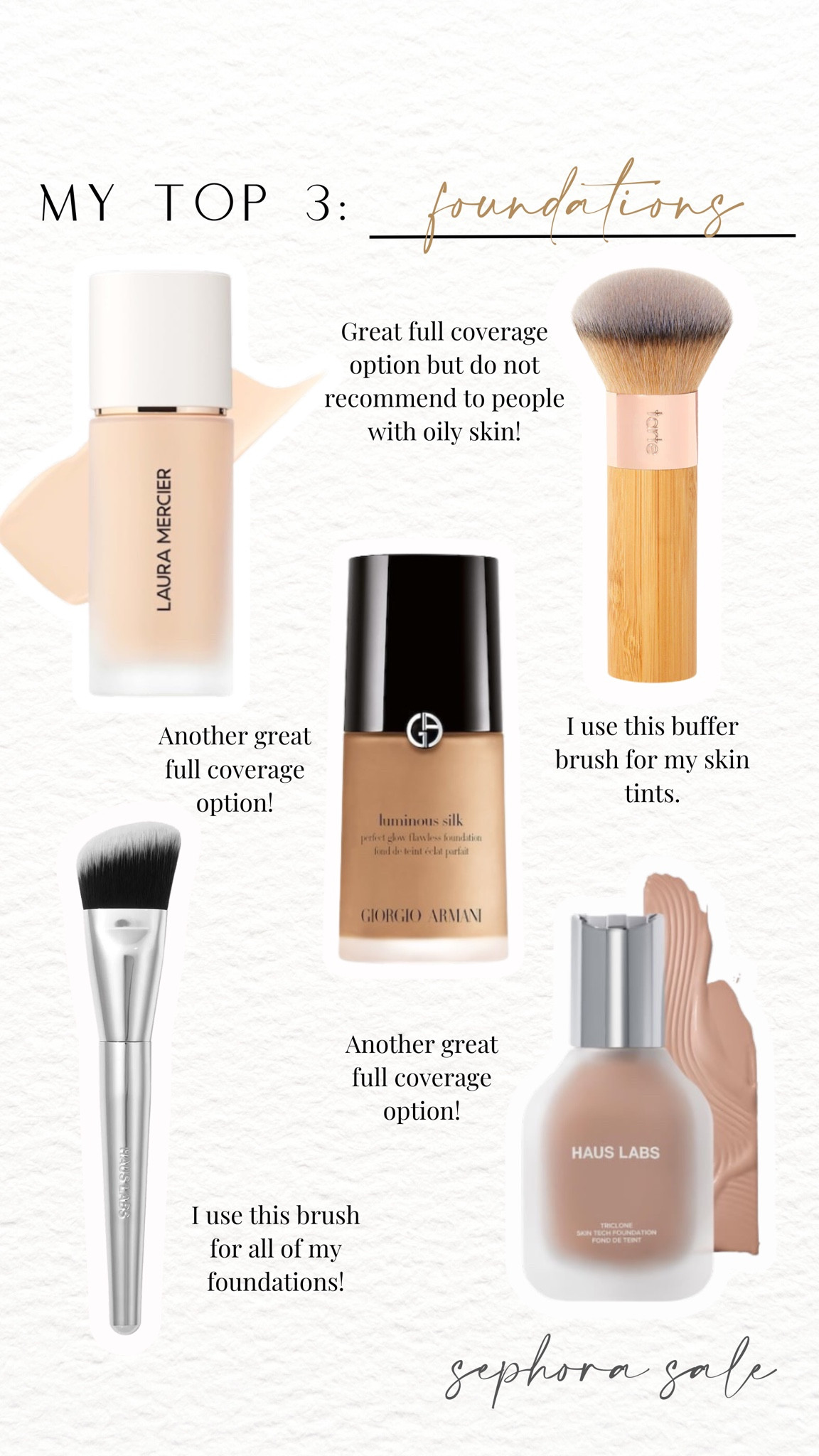My top 3 foundations and the brushes I use that I recommend buying from the Sephora sale 

#LTKsalealert #LTKxSephora #LTKbeauty