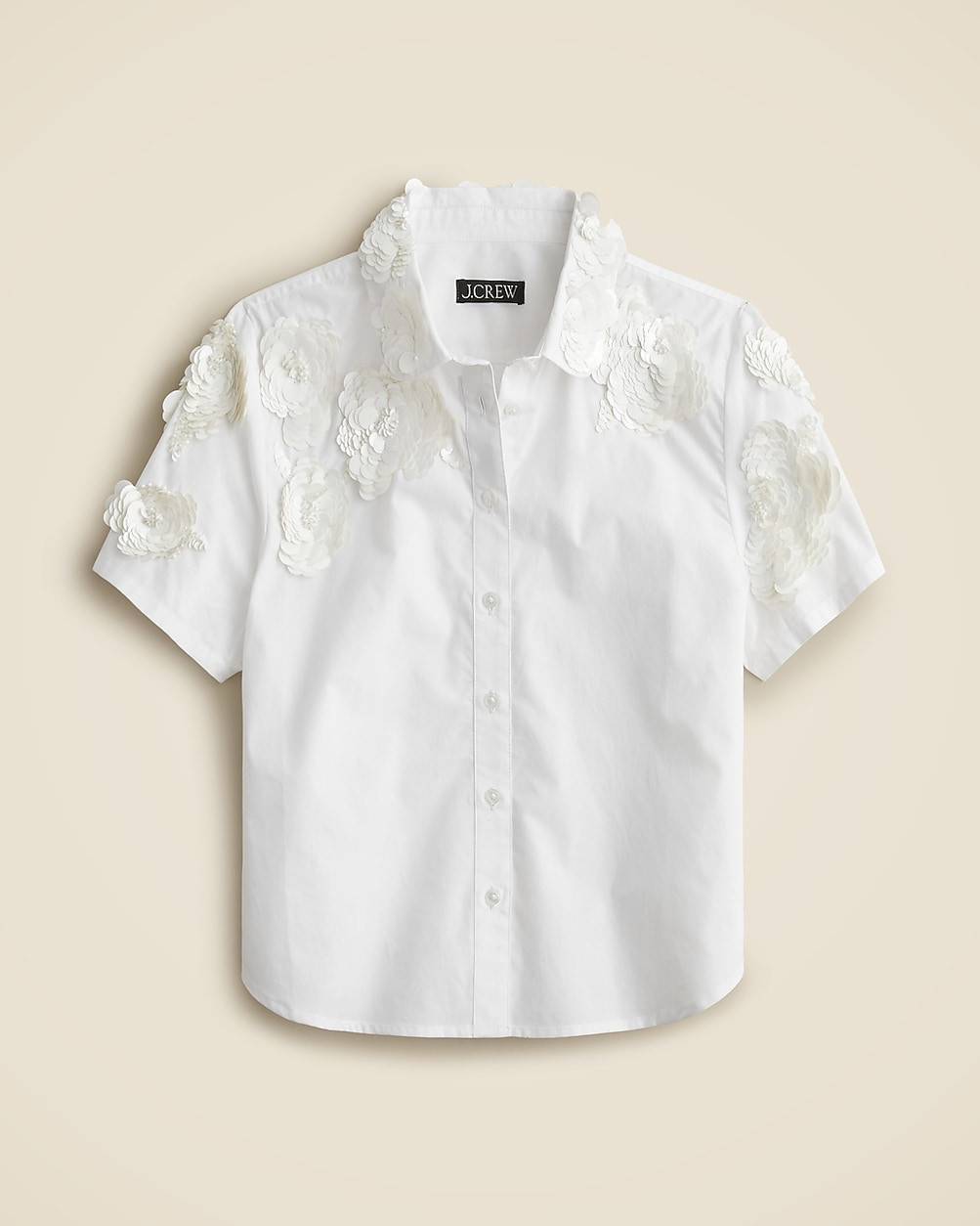 Collection cropped button-up shirt with floral appliqués | J. Crew US