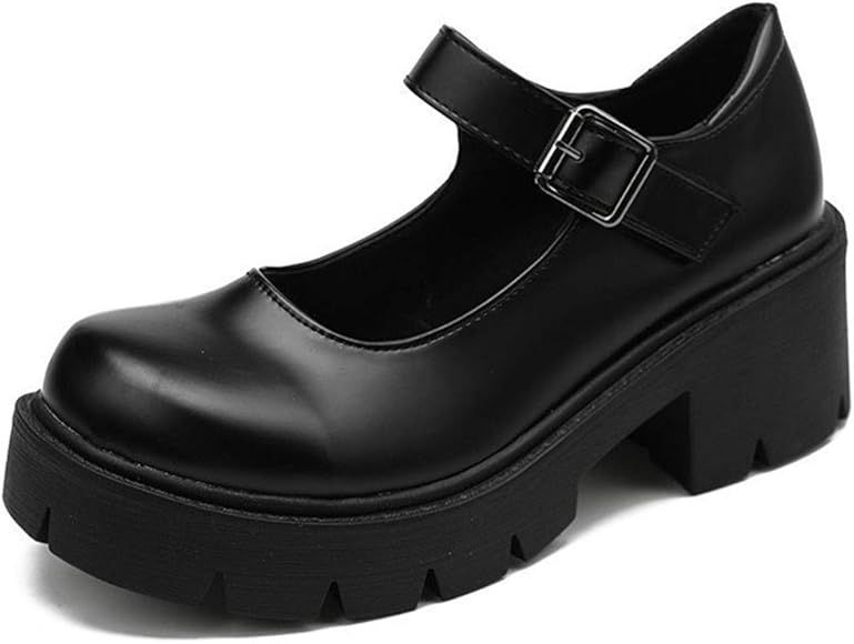 AOSPHIRAYLIAN Womens Mary Janes Shoes Round Toe Platform Ankle Strap Chunky Heel Black Uniform Dr... | Amazon (US)