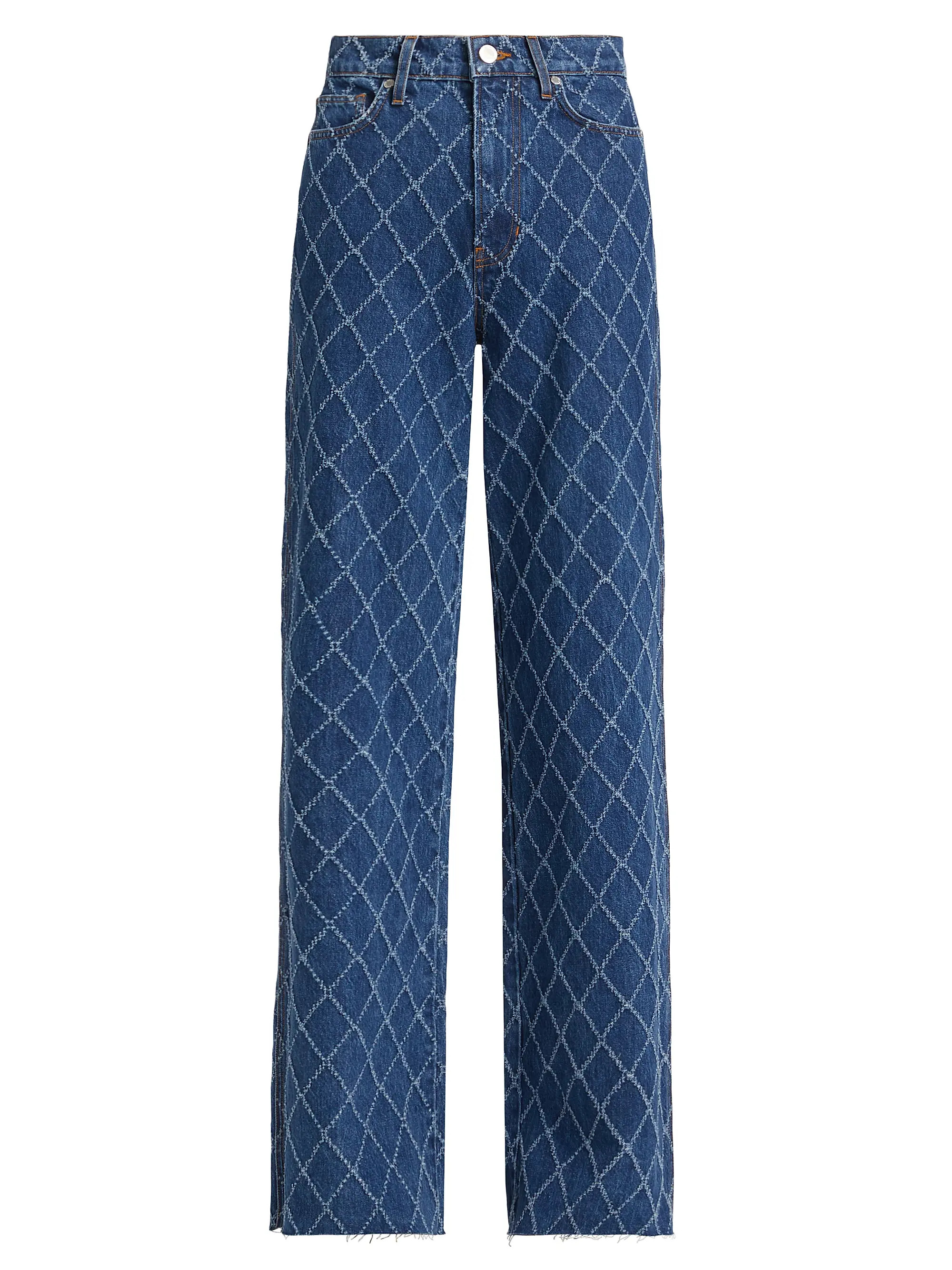 Taylor Diamond Stitch High-Rise Wide-Leg Jeans | Saks Fifth Avenue