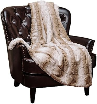 Chanasya Fuzzy Faux Fur Elegant Throw Blanket - Falling Leaf Pattern with Plush Sherpa Brown Micr... | Amazon (US)