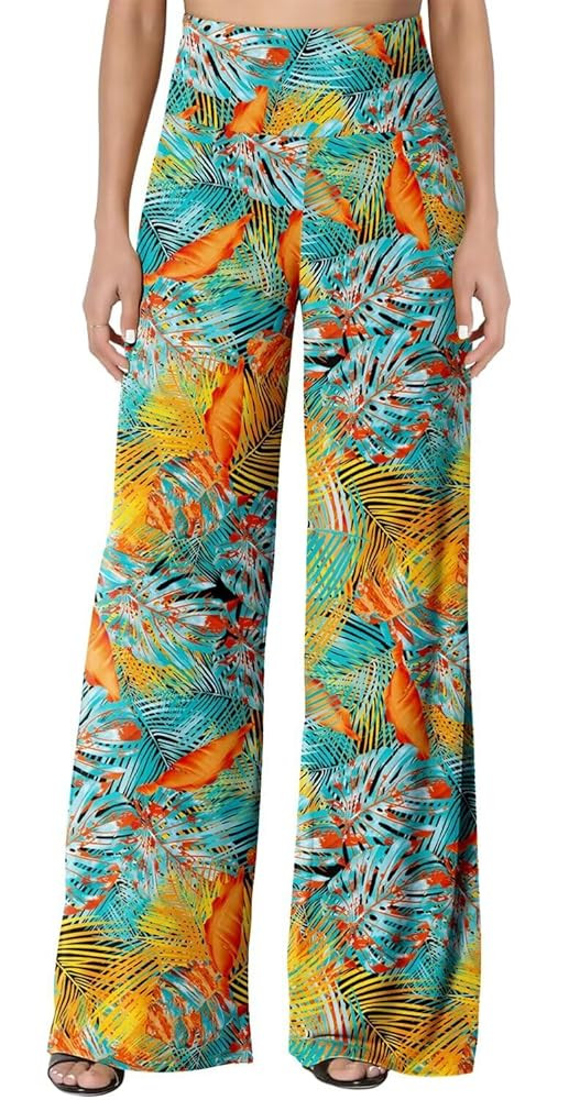 JZC Women's Palazzo Lounge Pants Stretchy Wide Leg Casual Pants Comfy High Waist Flowy Pants S-3X... | Amazon (US)
