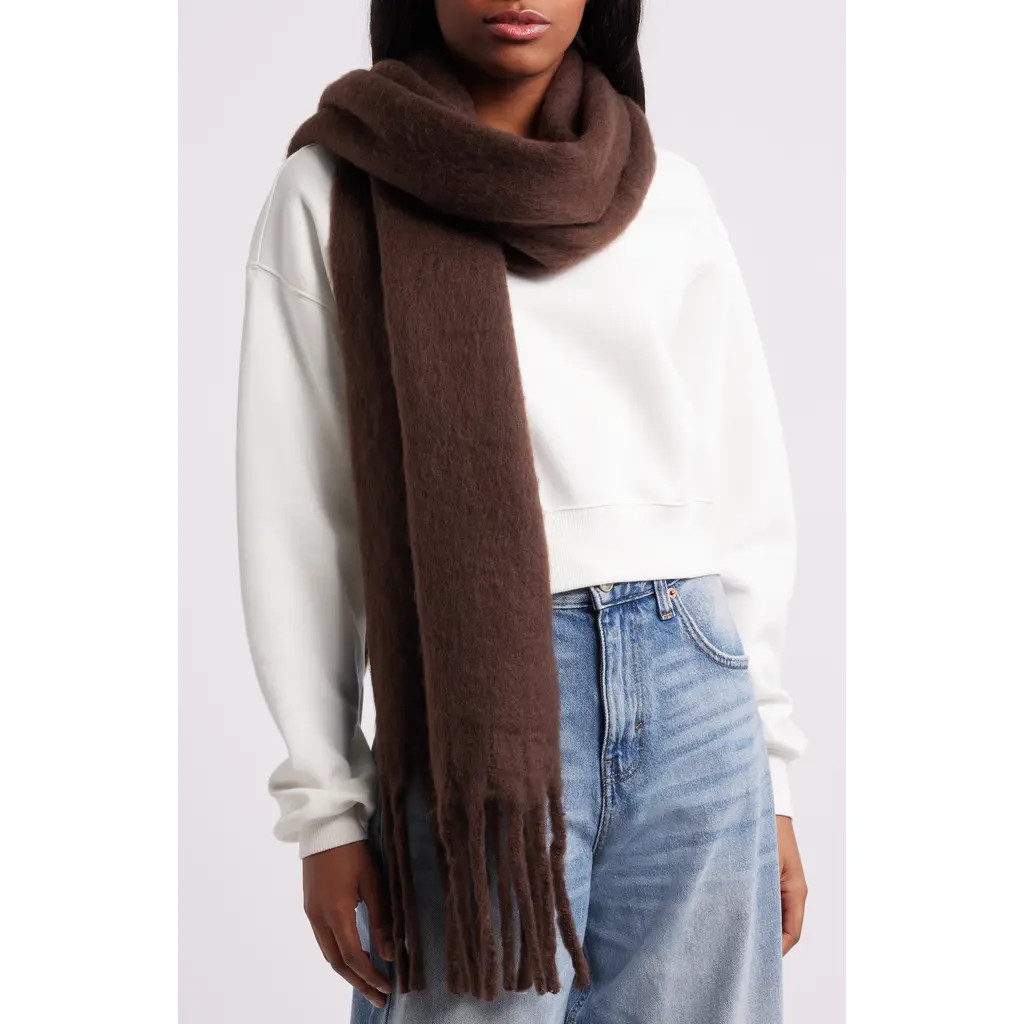 BP. Fringe Blanket Scarf in Brown Coffee at Nordstrom | Nordstrom