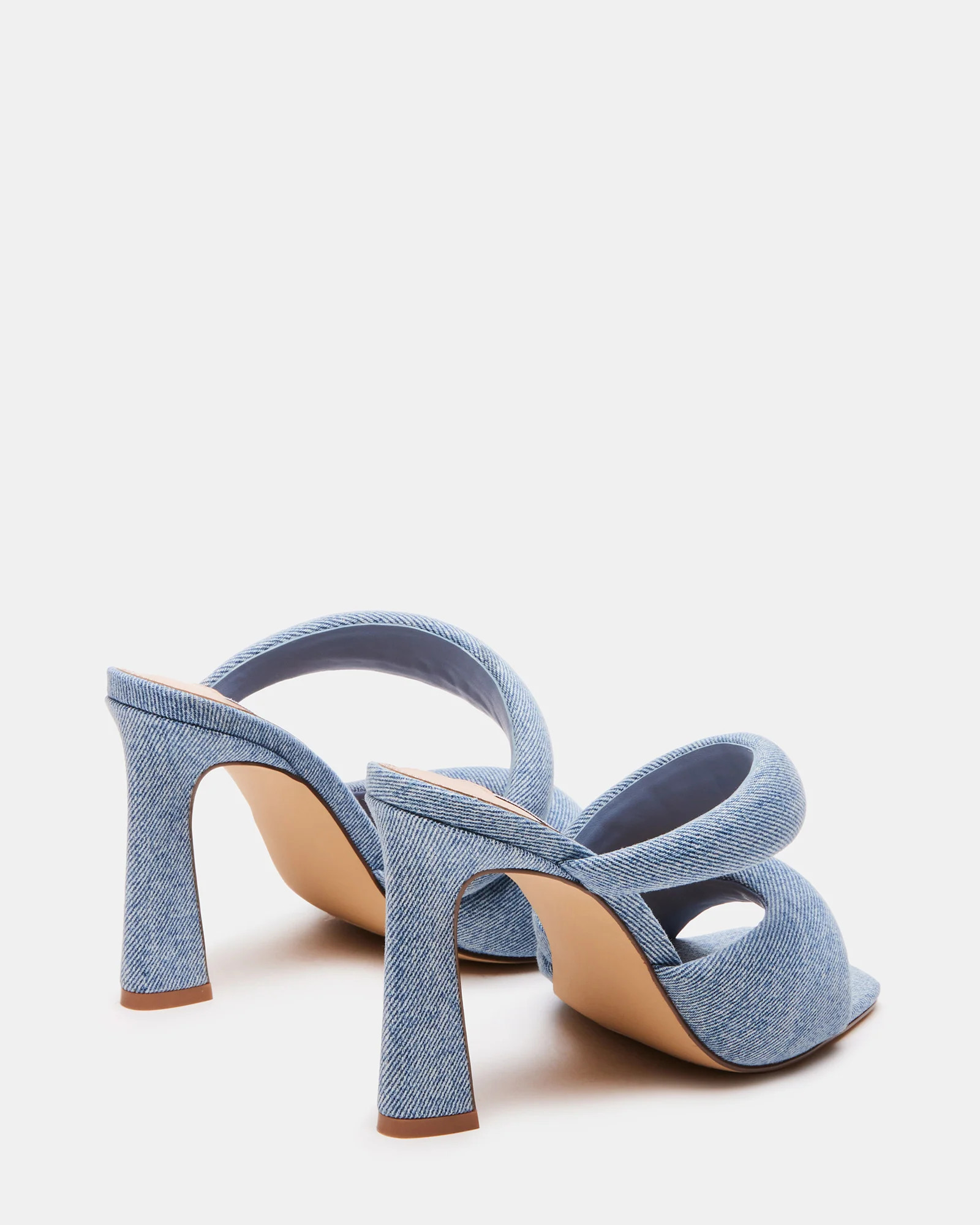 KLOSS Blue Denim Tubular Square Toe Mule Heels | Women's Designer Shoes | Steve Madden (Canada)