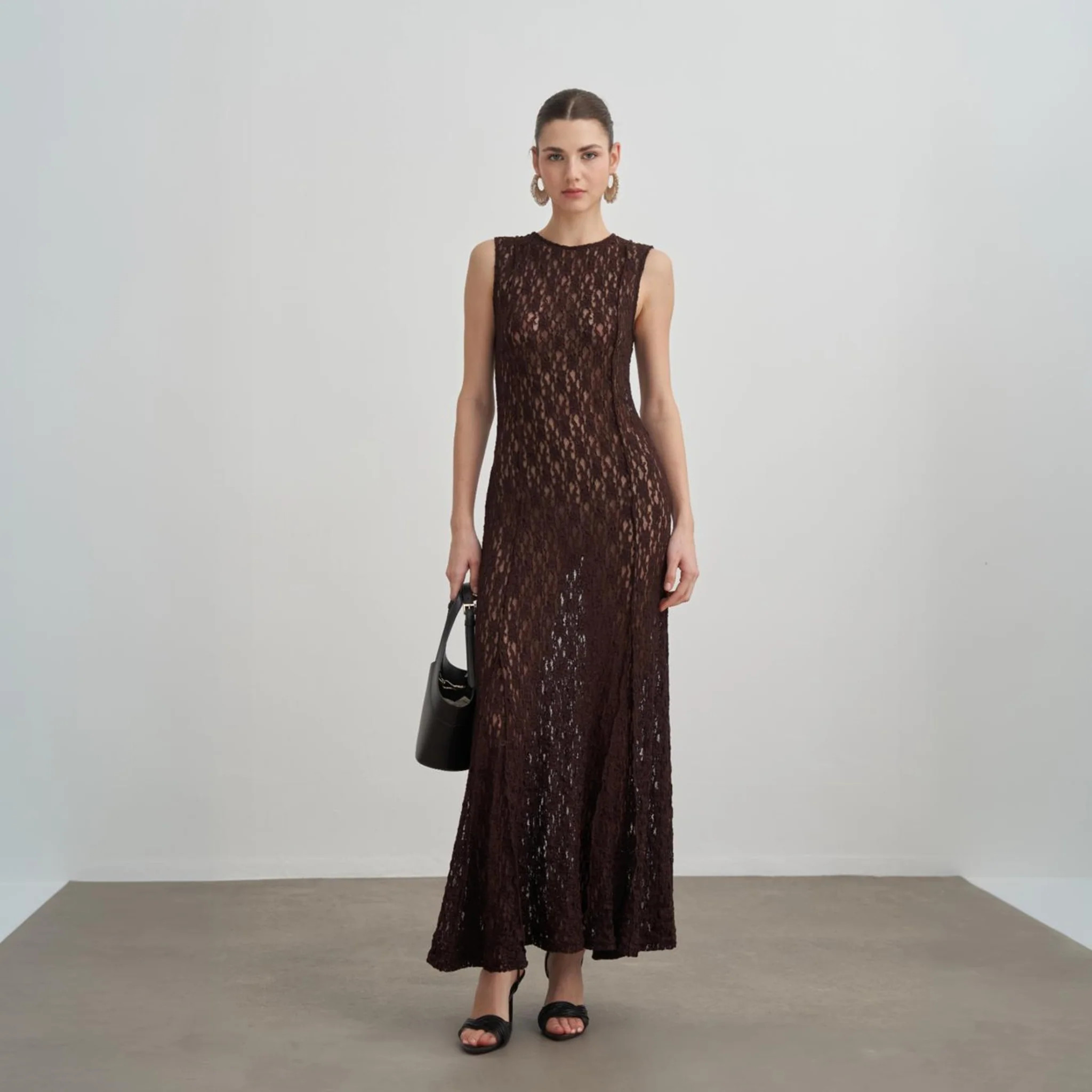 Alaya Lace Dress in Mocha Brown | Decolet the Label