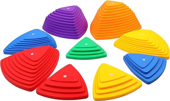 Houseables Balance Stepping Stones, Set of 9, Plastic, Multicolor, Riverstones, Jumping Pads, Obs... | Amazon (US)