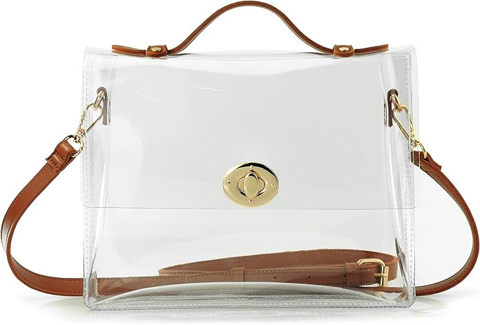 Clear Bag with Turn Lock Closure Women's Cross Body Handbags Stadium Approved | Amazon (US)