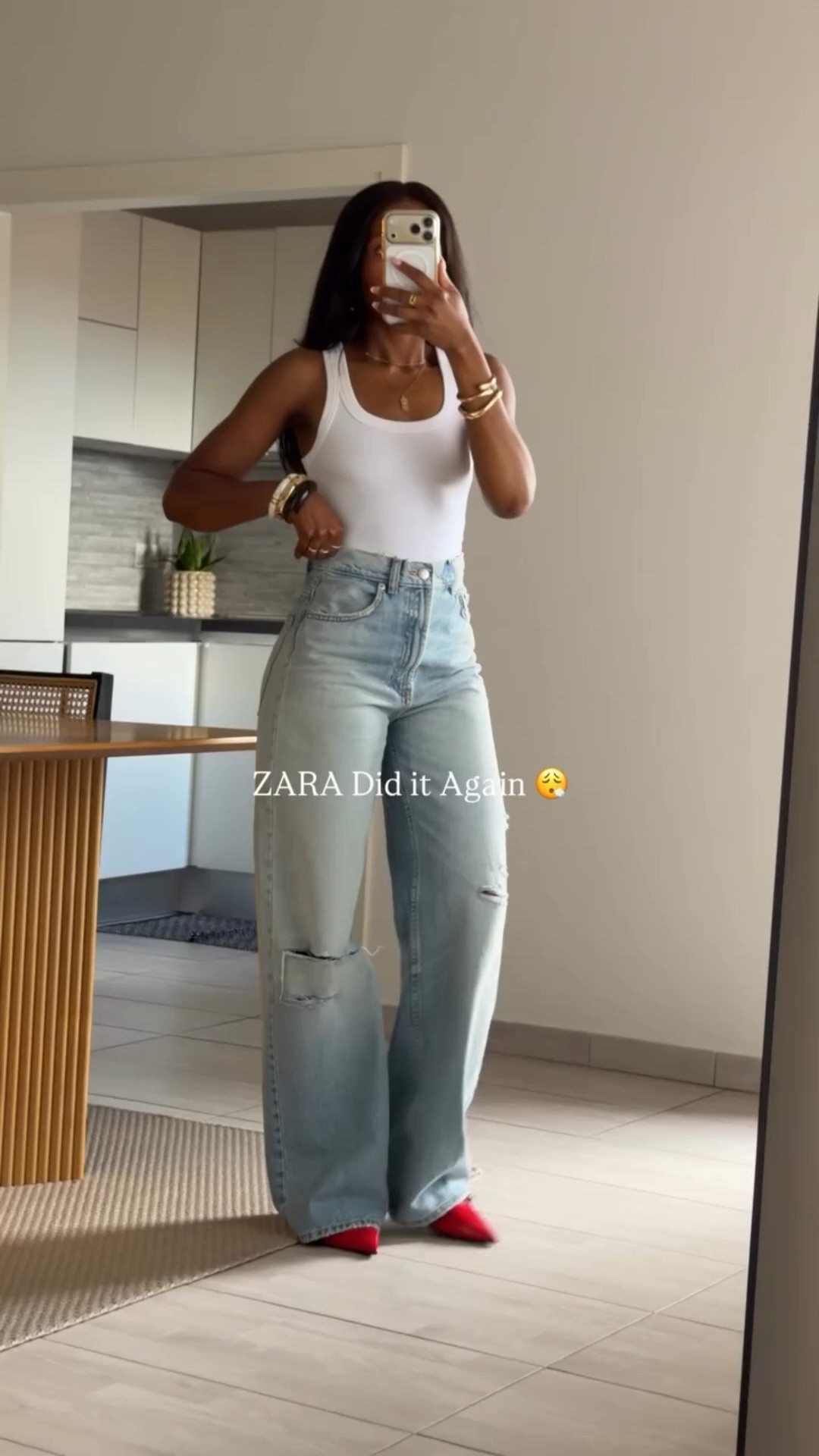 Zara denim find 🤍👖

Tried on these light wash wide-leg Zara jeans and I’m obsessed with the fit. Wearing size XS. They have a relaxed, flattering silhouette that’s easy to dress up with heels or keep casual with sneakers.

Perfect if you’re looking for versatile everyday jeans that go with everything.

#zara #zarajeans #zaradenim #widelegjeans #lightwashjeans #everydaystyle

#LTKeurope #LTKpetite #LTKjeans